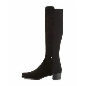 NEW $800 Stuart Weitzman Mezzamezza Boots 5050 STRETCH SUEDE BLACK 8.5 (2) (PB6)